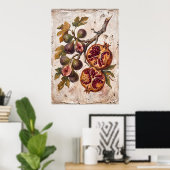 Oude granaatappelvijg botanische poster (Thuiskantoor)