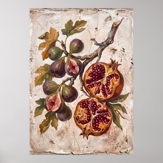Oude granaatappelvijg botanische poster (Voorkant)