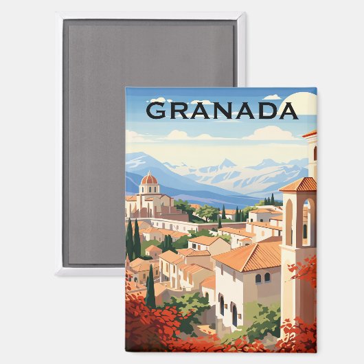 Oude Granada Alhambra Spanje Reizen Magneet (Voorkant / Achterkant)