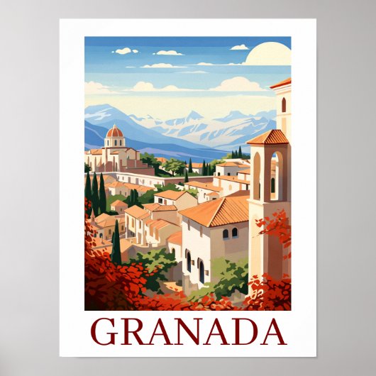 Oude Granada Alhambra Spanje Reizen Poster (Voorkant)