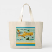 Oude Grand Cayman Kaart Grote Tote Bag (Achterkant)