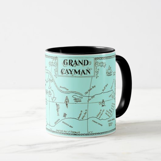 Oude Grand Cayman kaart mok (Voorkant rechts)
