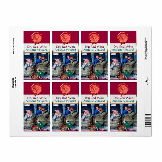 OUDE GRAPE VINEYARD RED RED WINE BARRELS WAX SEQUE ETIKET (Full Sheet)