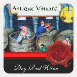 OUDE GRAPE VINEYARD RED RED WINE BARRELS WAX SEQUE VIERKANTE STICKER