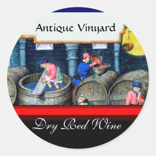 OUDE GRAPE VINEYARD RED RODE WIJNBARRELS RONDE STICKER (Voorkant)