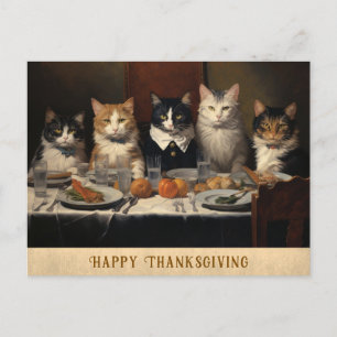 Oude grapfige gelukkige thanksgiving katten briefkaart