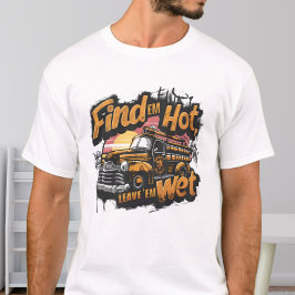 Oude Grappige Brandweerwagen Zonsondergang T-shirt