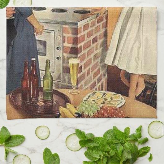 Oude grappige bruidsdouche / Housewarming-feestje  Theedoek (Gevouwen)