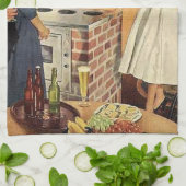 Oude grappige bruidsfeest / huis inrichtingsfeest  theedoek (Gevouwen)