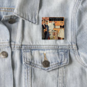 Oude grappige bruidssluierfeest / House Warming Pa Vierkante Button 5,1 Cm (In situ)