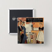 Oude grappige bruidssluierfeest / House Warming Pa Vierkante Button 5,1 Cm (Voorkant /achterkant)