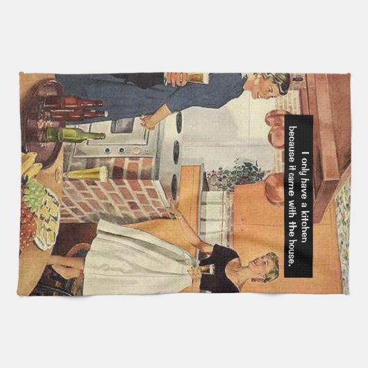 Oude grappige Bruiloftsfeest / House Warming Party Theedoek (Horizontaal)