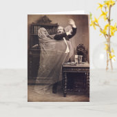 Oude grappige enge Victoriaans spook portret poste Kaart (Gele Bloem)