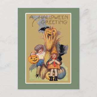 Oude grappige Halloween-illustratie Briefkaart