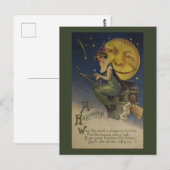 Oude grappige Halloween zeldzame uil Briefkaart (Voorkant / Achterkant)