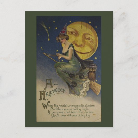 Oude grappige Halloween zeldzame uil Briefkaart (Voorkant)