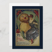 Oude grappige illustratie van Halloween Feestdagenkaart (Voorkant / Achterkant)