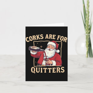Oude Grappige Kerstman Drinkende Wijn Kurken Zijn Kaart