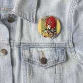 Oude grappige Pasen, konijn ei auto Ronde Button 5,7 Cm (In situ)