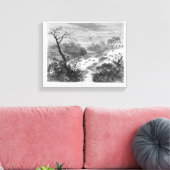 Oude graving — Landschap met vee Canvas Afdruk (Insitu (Woonkamer))