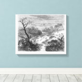 Oude graving — Landschap met vee Canvas Afdruk (Insitu (Houten vloer))