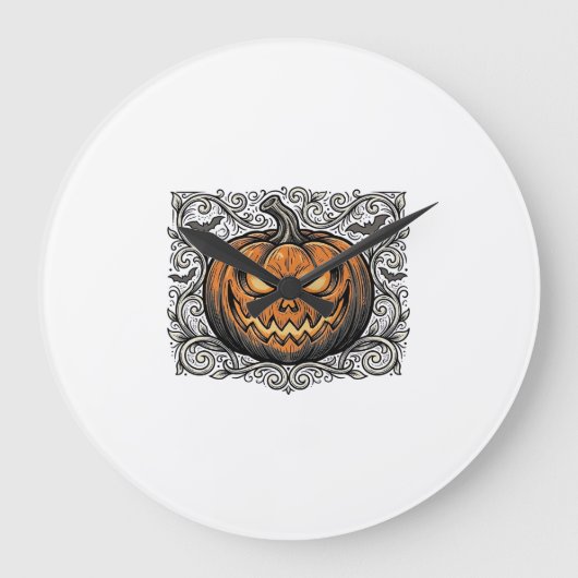 Oude Gravure Halloween Pompoen Shirt Ontwerp_1 Grote Klok (Voorkant)