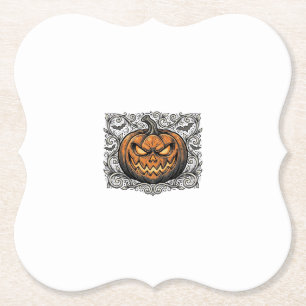 Oude Gravure Halloween Pompoen Shirt Ontwerp_1 Kartonnen Onderzetters