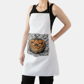 Oude Gravure Halloween Pompoen Shirt Ontwerp_1 Schort (Insitu)