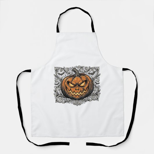 Oude Gravure Halloween Pompoen Shirt Ontwerp_1 Schort (Voorkant)