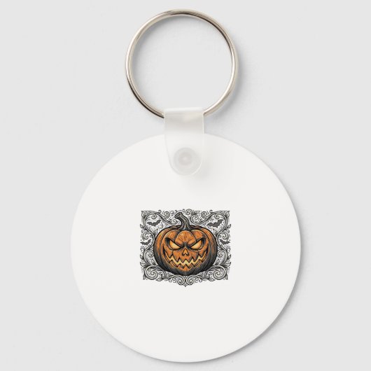 Oude Gravure Halloween Pompoen Shirt Ontwerp_1 Sleutelhanger (Voorkant)