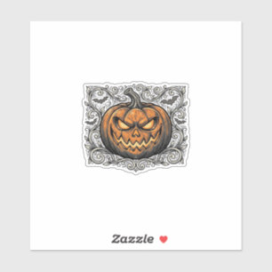 Oude Gravure Halloween Pompoen Shirt Ontwerp_1 Sticker