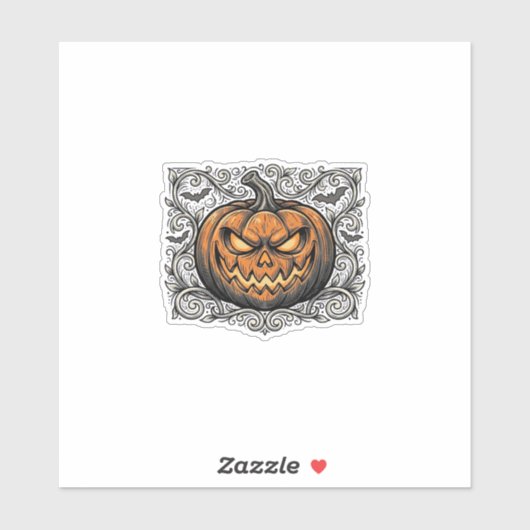 Oude Gravure Halloween Pompoen Shirt Ontwerp_1 Sticker (Vel)