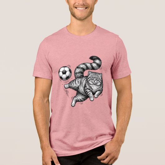 Oude Gravure Kat Voetbal Trap T-Shirt Ontwerp (4) (Voorkant)