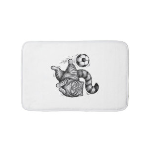Oude Gravure Kat Voetbal Trap T-Shirt Ontwerp (4) Badmat