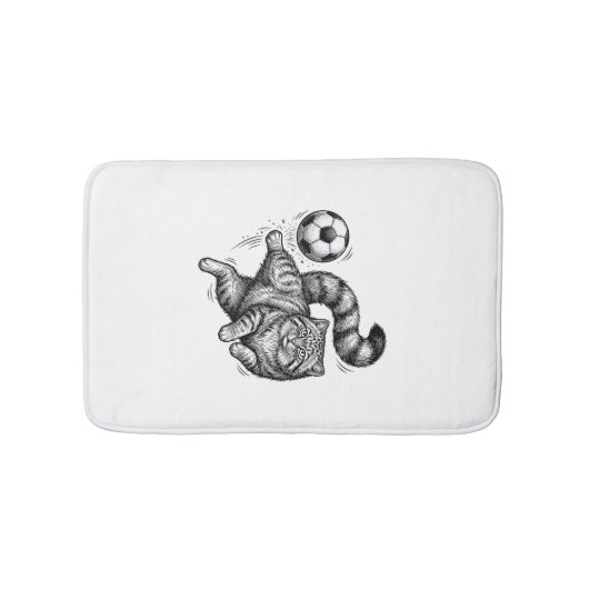 Oude Gravure Kat Voetbal Trap T-Shirt Ontwerp (4) Badmat (Voorkant)