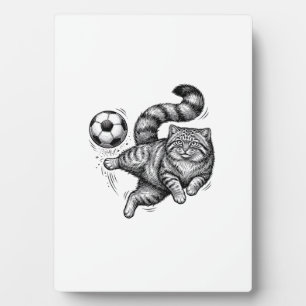 Oude Gravure Kat Voetbal Trap T-shirt Ontwerp (4) Fotoplaat