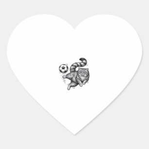 Oude Gravure Kat Voetbal Trap T-Shirt Ontwerp (4) Hart Sticker