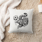 Oude Gravure Kat Voetbal Trap T-shirt Ontwerp (4) Kussen (Deken)