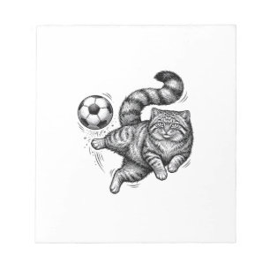 Oude Gravure Kat Voetbal Trap T-shirt Ontwerp (4) Notitieblok