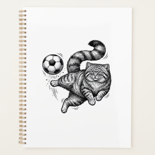 Oude Gravure Kat Voetbal Trap T-shirt Ontwerp (4) Planner (Voorkant)