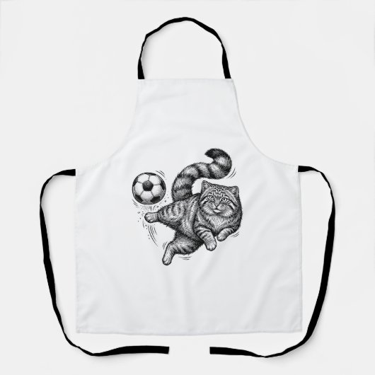 Oude Gravure Kat Voetbal Trap T-Shirt Ontwerp (4) Schort (Voorkant)