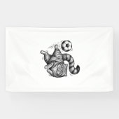 Oude Gravure Kat Voetbal Trap T-Shirt Ontwerp (4) Spandoek (Horizontaal)