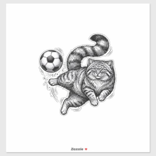 Oude Gravure Kat Voetbal Trap T-Shirt Ontwerp (4) Sticker (Vel)
