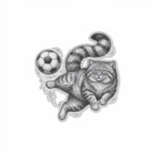 Oude Gravure Kat Voetbal Trap T-Shirt Ontwerp (4) Sticker (Voorkant)