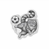 Oude Gravure Kat Voetbal Trap T-Shirt Ontwerp (4) Sticker (Voorkant)