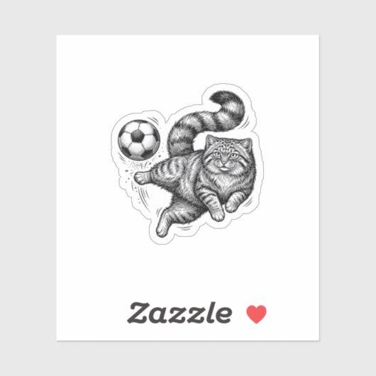 Oude Gravure Kat Voetbal Trap T-Shirt Ontwerp (4) Sticker (Vel)