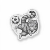 Oude Gravure Kat Voetbal Trap T-Shirt Ontwerp (4) Sticker (Voorkant)