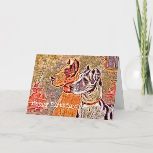 Oude Great Dane, Gefeliciteerd verjaardag Kaart (Voorkant)