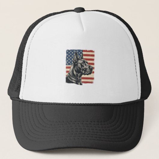 Oude Great Dane Patriottische Vlag Vector Design_1 Trucker Pet (Voorkant)