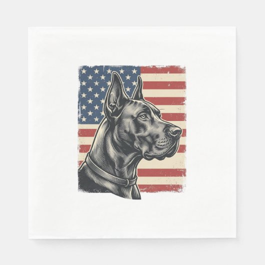 Oude Great Dane Patriottische Vlag Vectorontwerp_1 Servet (Voorkant)